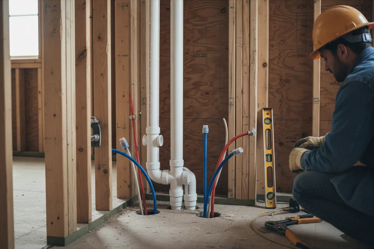Drain and supply rough-in during Garbage Disposal Repair in Warner